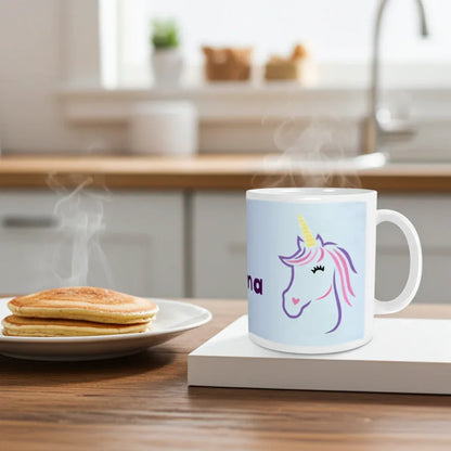 Personalized Ceramic Unicorn Tea & Coffee Mug: 11oz White Cup, Custom Name Gift - Dream Dragons