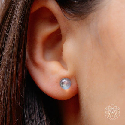 Labradorite Stabilization Earrings – Natural Round Gemstone Studs