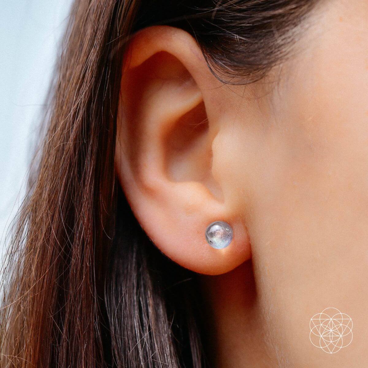 Labradorite Stabilization Earrings – Natural Round Gemstone Studs