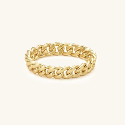 18K gold vermeil curb chain ring with wide loose-link band