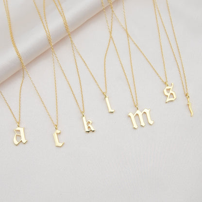 Old English Initial Necklace | 18K Gold Vermeil Letter Pendant
