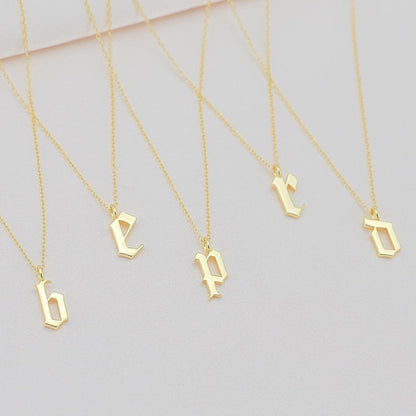 Old English Initial Necklace | 18K Gold Vermeil Letter Pendant