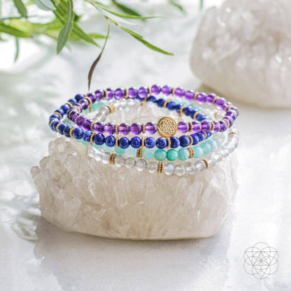 Manifestation Magnet Pack of 4 – Amazonite, Labradorite, Amethyst & Lapis Lazuli Bracelets