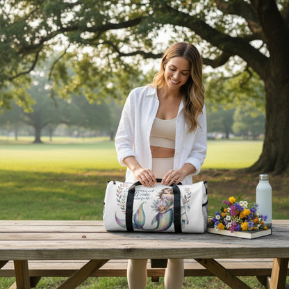 Mermaid Bride Duffel Bag – ‘Hooked for Life’ Watercolour Mermaid Bride Design | Small or Large | Bachelorette Bridal Shower Beach Wedding Honeymoon Gift