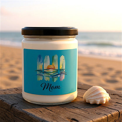 Mom Ocean Sunset Soy Candle – 9oz Reusable Glass Jar | 50–60 Hour Burn | 7 Scents | Meaningful Gift for Mom