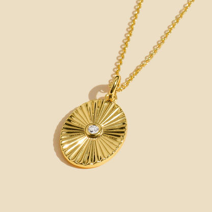 14K Gold-Filled Oval Sun Necklace | Adjustable 16–18 Inches