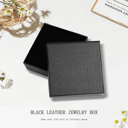 Personalized unicorn birthstone necklace gift box, black leather jewelry box