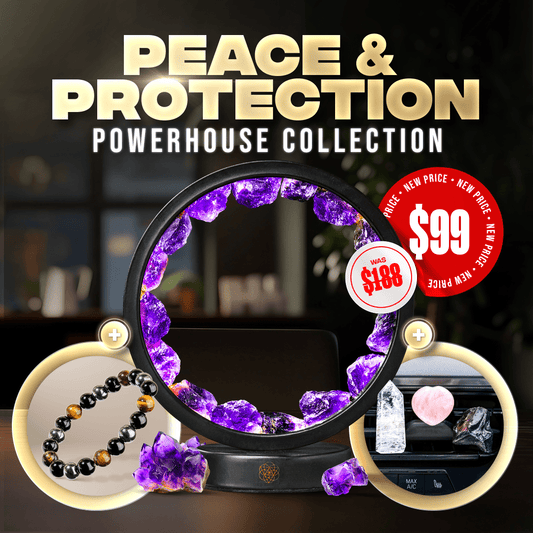 Decorative ring display stand with purple crystal inlay and beaded bracelets set