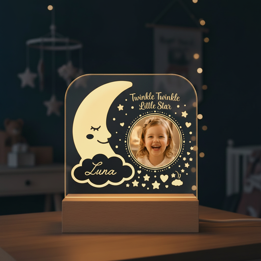 Personalized Twinkle Little Star Photo Night Light - Acrylic Panel Visible