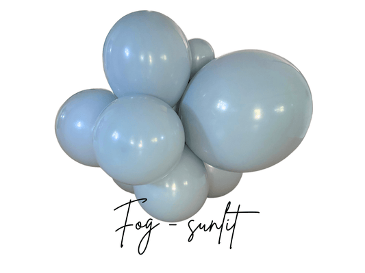 Fog gray latex balloon cluster with glossy balloons in a rounded cluster shape