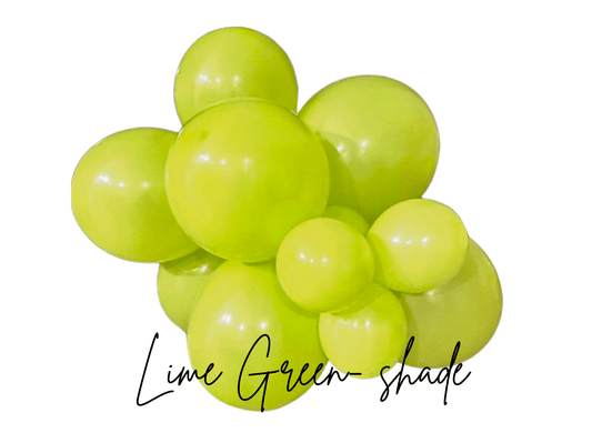 Yellow-green latex balloon cluster with glossy balloons stacked and rounded