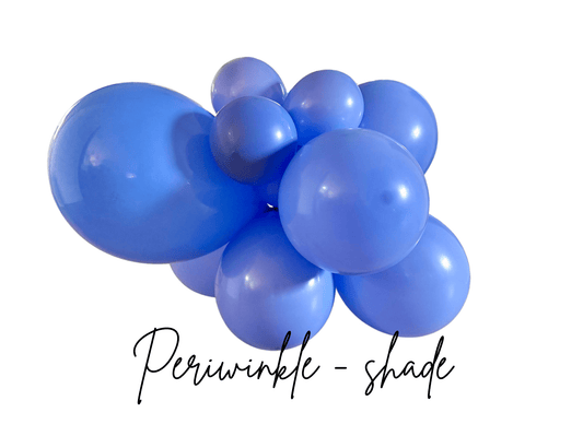 Blue periwinkle latex balloon cluster, glossy balloons with rounded shape