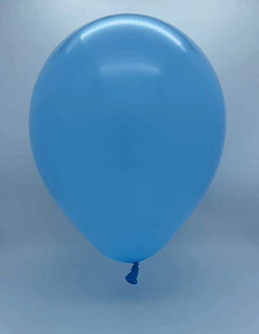 Sky blue latex balloon floating with curled string end