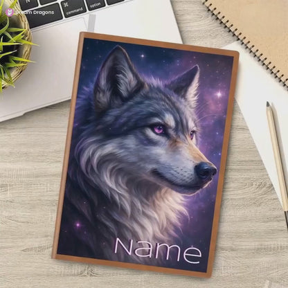 Diario personalizado de lobo místico: Cuaderno Galaxy A5 para escribir, diario de recuerdo