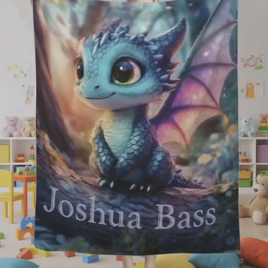 Personalized Dragon Blanket: Magical Flannel Fleece Throw, Super Soft Name Gift