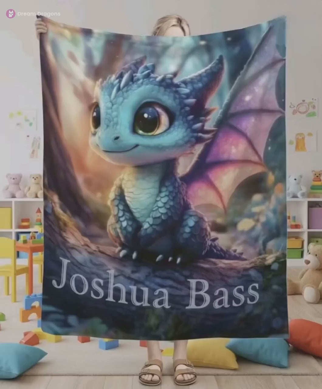 Personalized Dragon Blanket: Magical Flannel Fleece Throw, Super Soft Name Gift