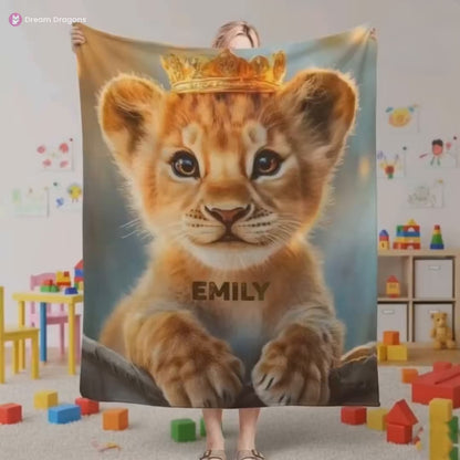 Manta de bebé personalizable de El Rey León: Manta de recuerdo de Simba, manta de franela polar con nombre para regalar