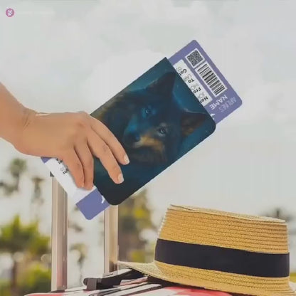 Personalized Mystical Wolf Passport Holder: Custom Travel Wallet