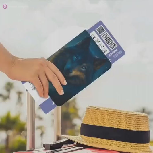 Personalized Mystical Wolf Passport Holder: Custom Travel Wallet