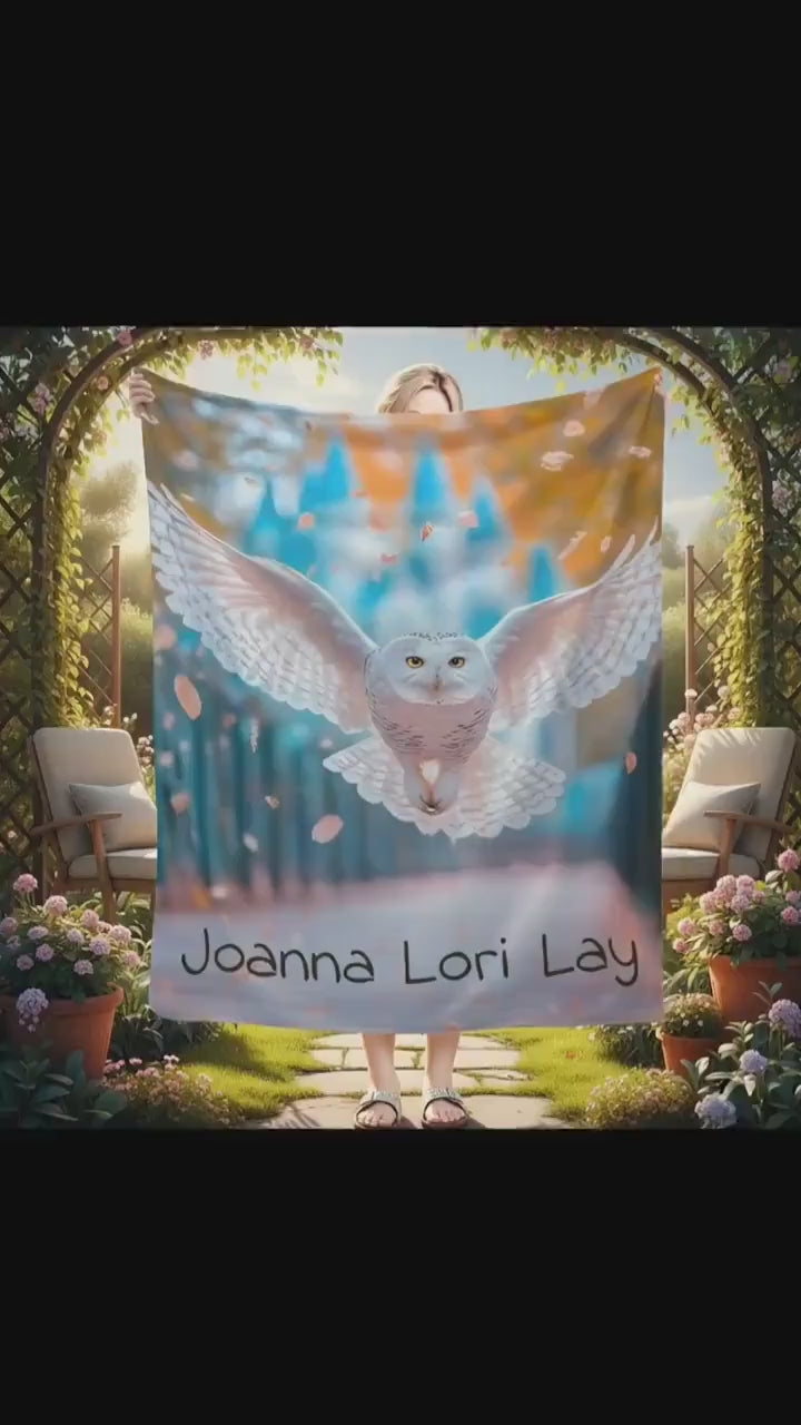 Personalized Hedwig Owl Blanket: Magical Bird Forest Fleece Throw, Super Soft Name Gift