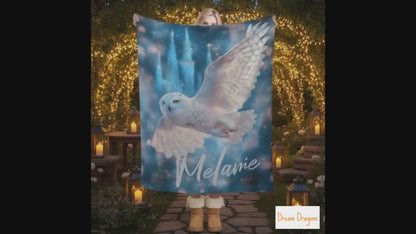 Personalized Wizarding Owl Blanket: Harry Potter Theme, Custom Flannel Fleece Name Throw