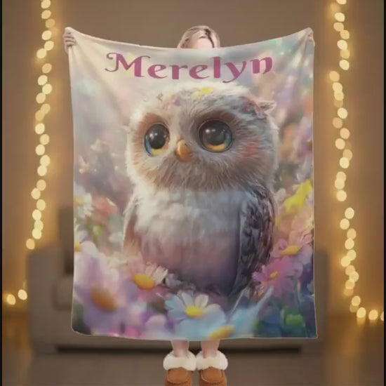 Personalized Baby Owl Fleece Bird Blanket: Magical Nature Gift