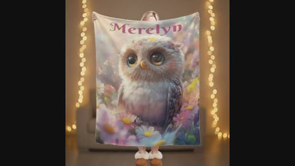 Personalized Baby Owl Fleece Bird Blanket: Magical Nature Gift