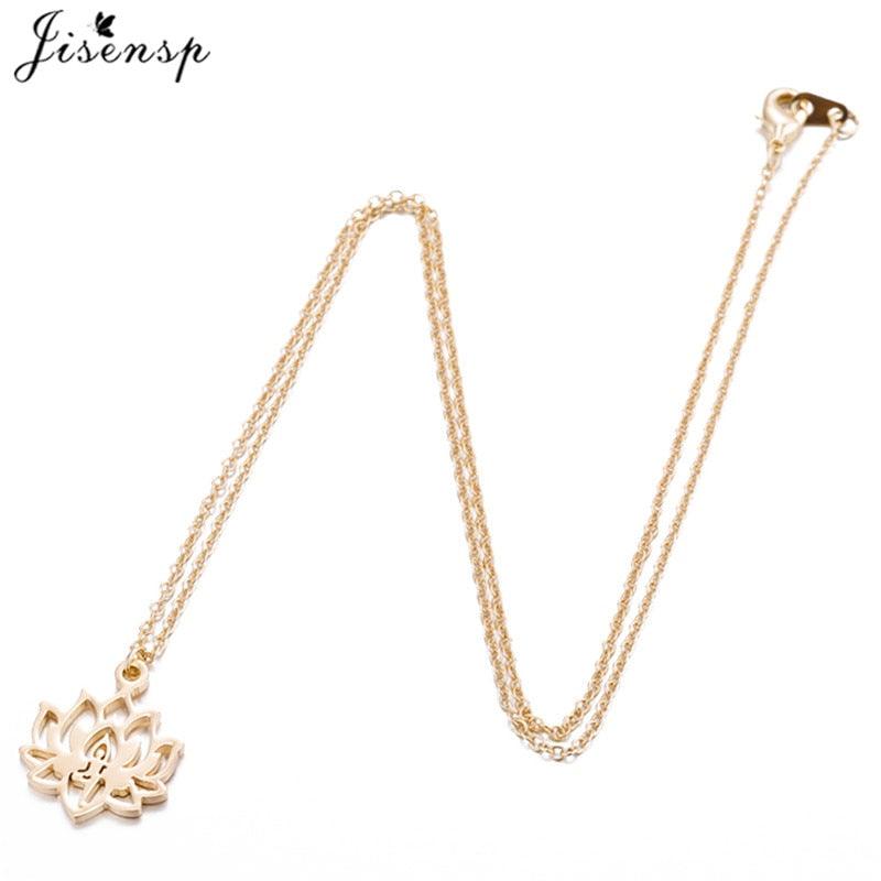 Lotus flower pendant necklace with gold chain and small lotus pendant