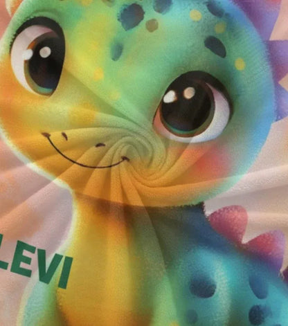 Custom Dinosaur Blanket: Rainbow Flannel Fleece Nursery Throw, Super Soft Name Gift - Dream Dragons