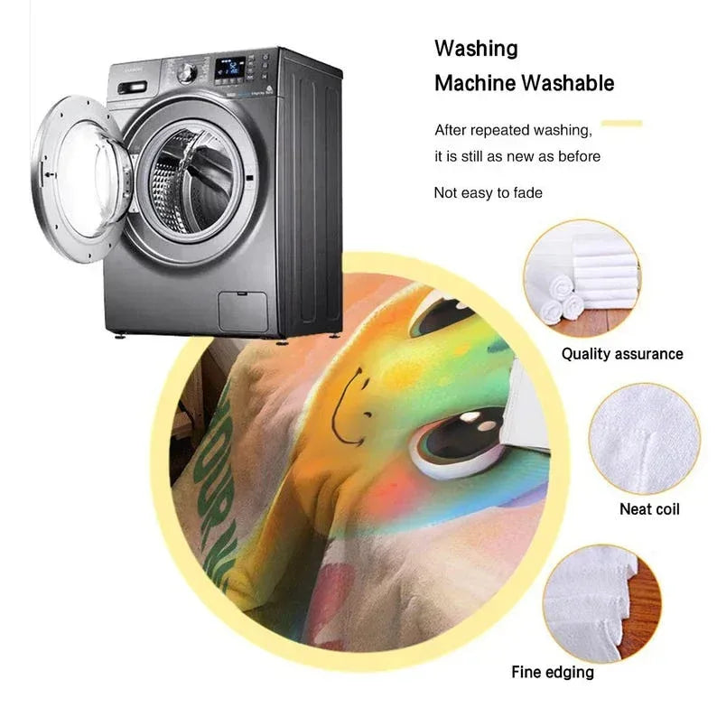 Custom Dinosaur Blanket: Rainbow Flannel Fleece Nursery Throw, Super Soft Name Gift - Dream Dragons