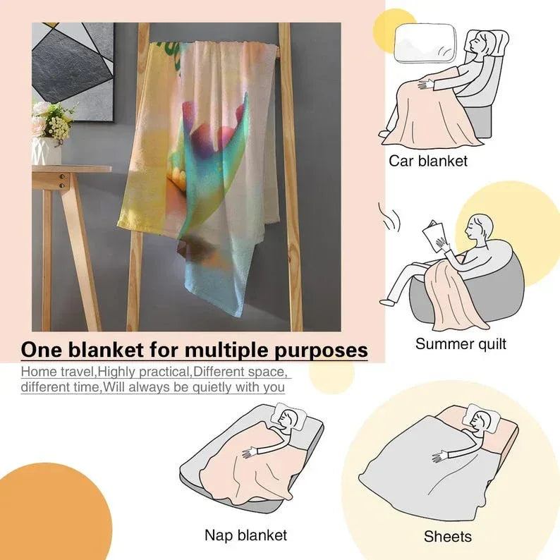 Custom Dinosaur Blanket: Rainbow Flannel Fleece Nursery Throw, Super Soft Name Gift - Dream Dragons