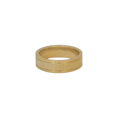 Roman Numeral Ring | 6 mm 316L Steel Band, 18K Gold PVD