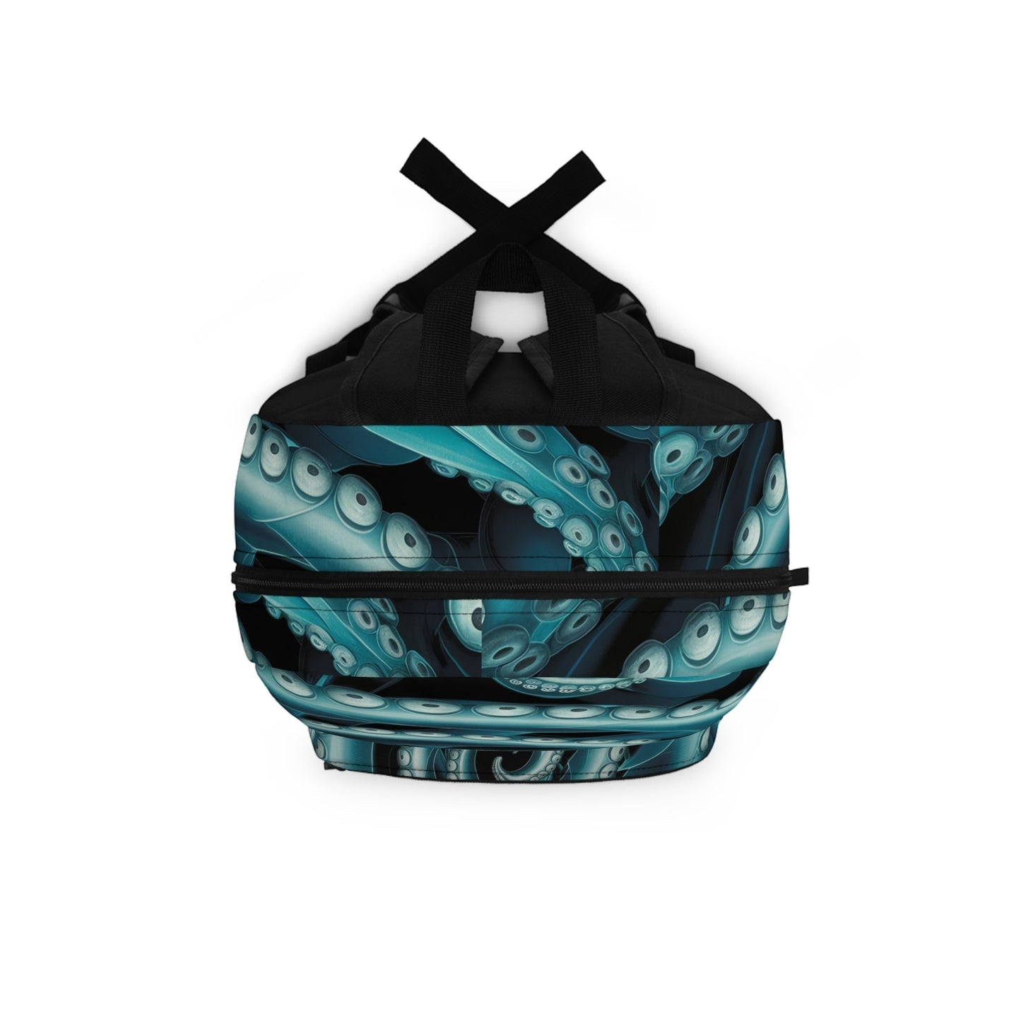 Octopus Spiral Tentacle Backpack – Hypnotic Bioluminescent Teal & Black Deep Sea Art | Laptop Compartment | Waterproof Polyester | Gothic Ocean Bag