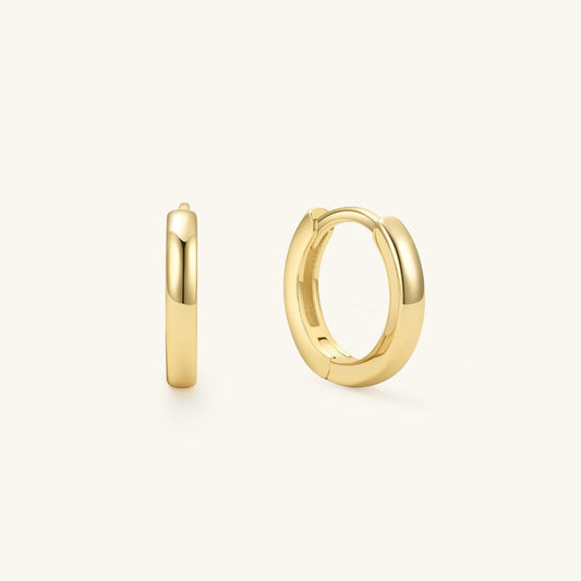 Small gold hoop earrings, polished round hoops