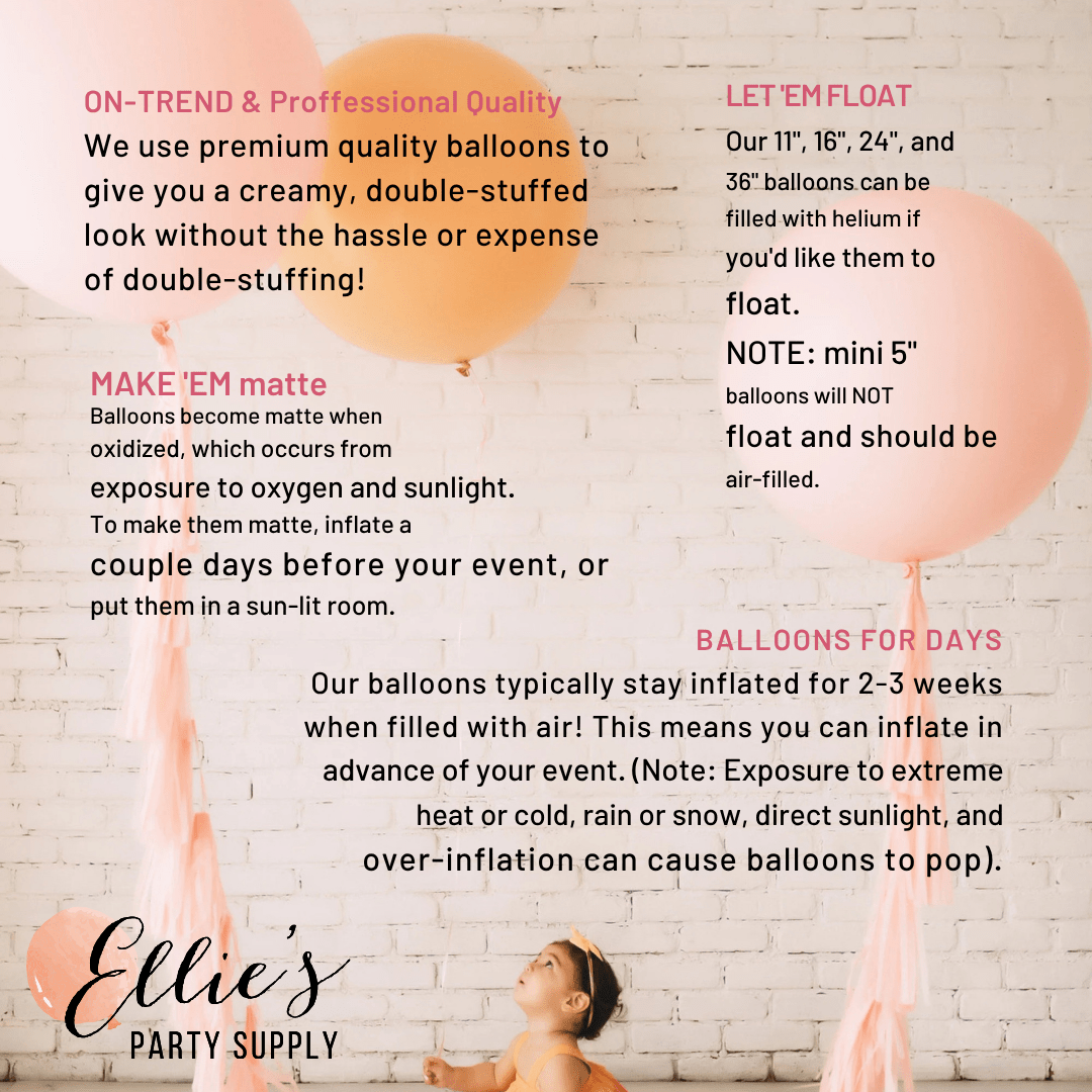 Peach and pink balloon bunch with tied strings