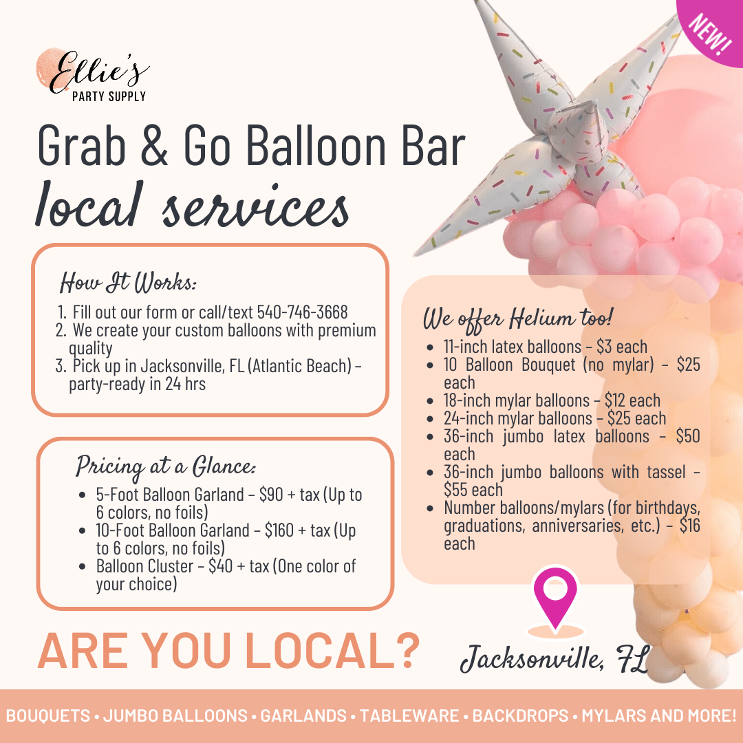 Balloon bar display with gray and pink balloons