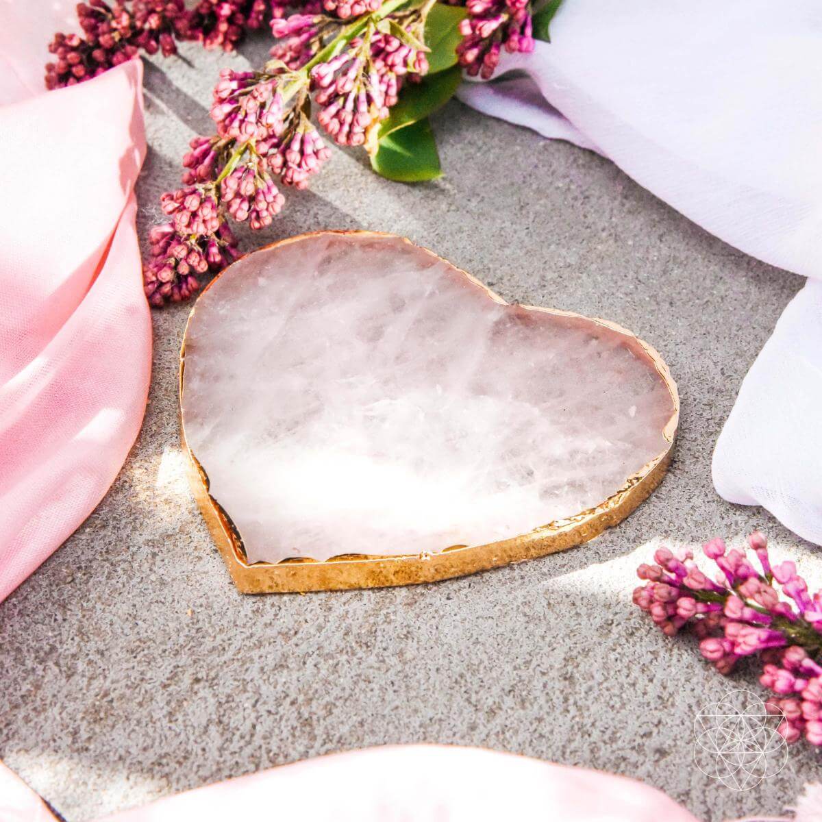 The Positive Energy Coasters – Heart-Shaped Rose Quartz, Set of 2