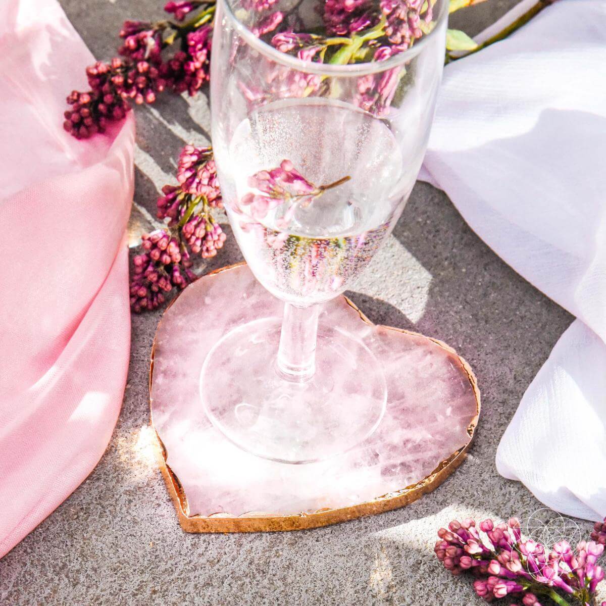 The Positive Energy Coasters – Heart-Shaped Rose Quartz, Set of 2