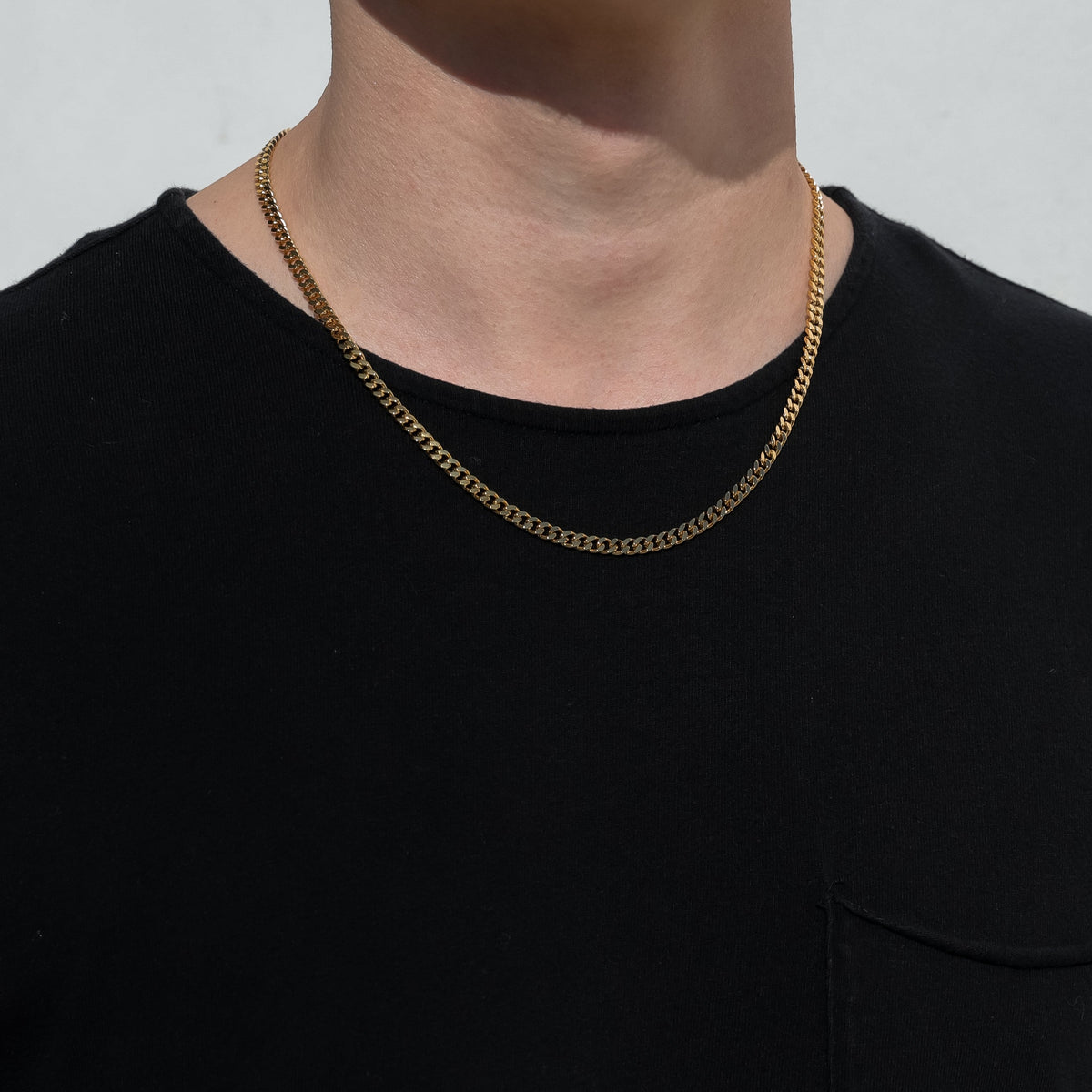 Gold Miami Cuban link chain necklace, 4.5 mm, 18K gold PVD, smooth rope-like links
