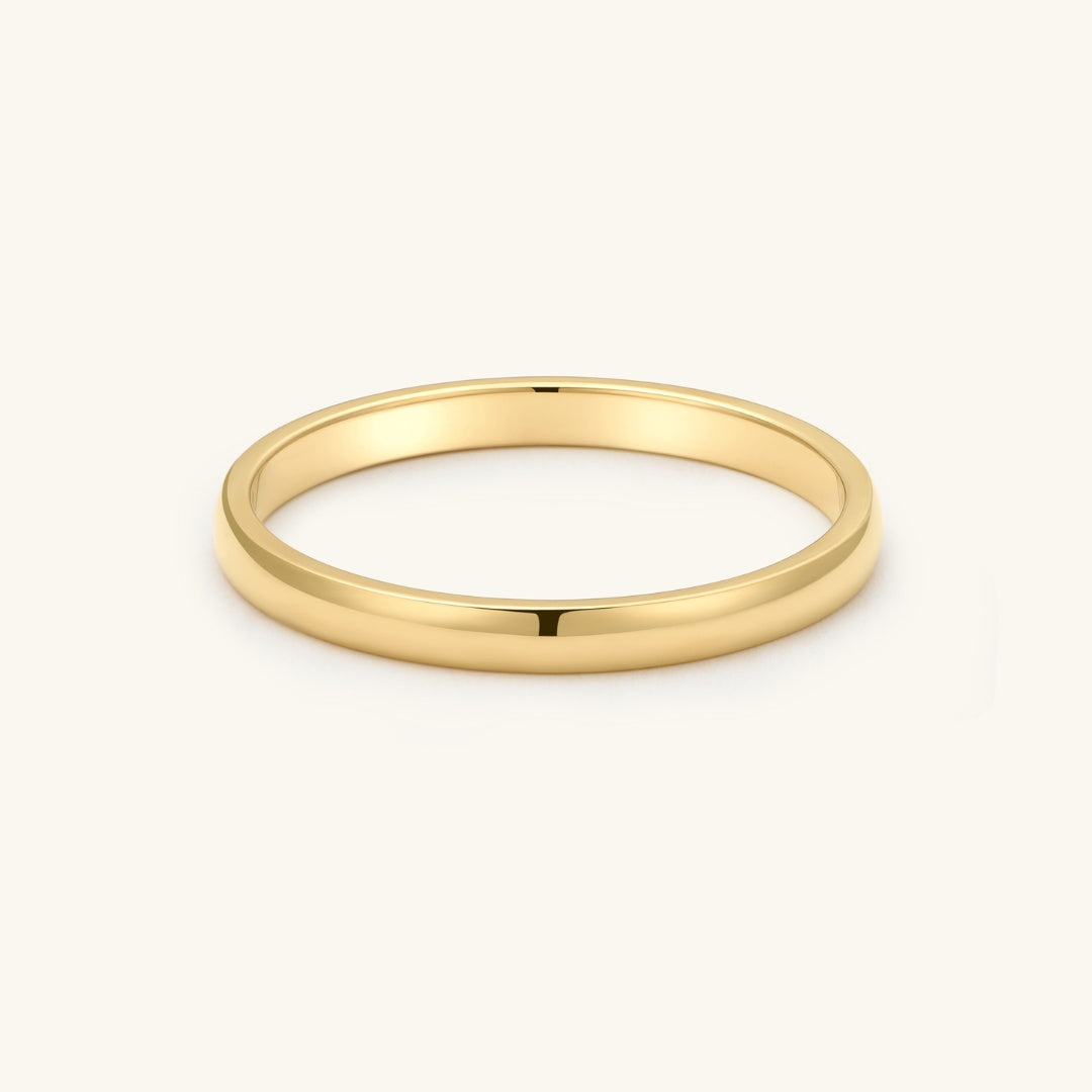 Gold-plated band ring with smooth polished finish, wide profile