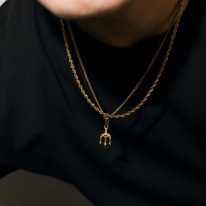 Neptune's Trident Pendant Necklace | 316L Steel, 20.8-Inch Curb Chain