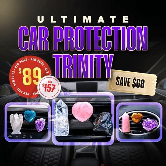 Car dashboard air-freshener set with crystals, heart charm, and display icons
