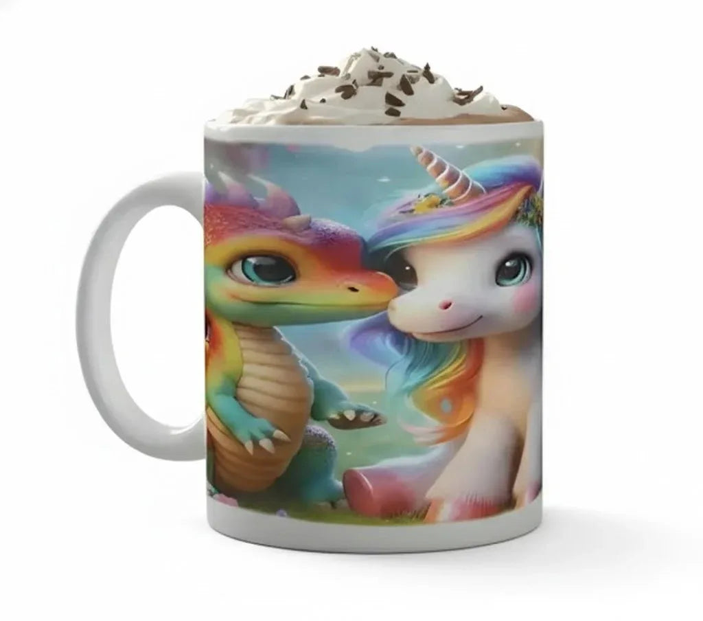 Personalized Unicorn Dragon Coffee Mug, Tea Cup: Hot Chocolate Gift for Fantasy Lovers - Dream Dragons