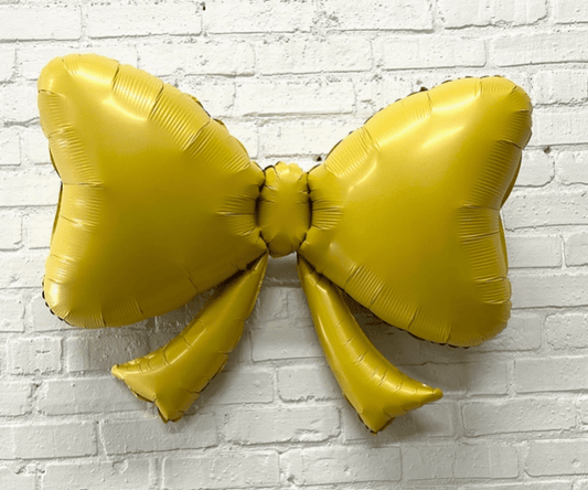 Yellow bow-shaped foil balloon, 40-inch balloon